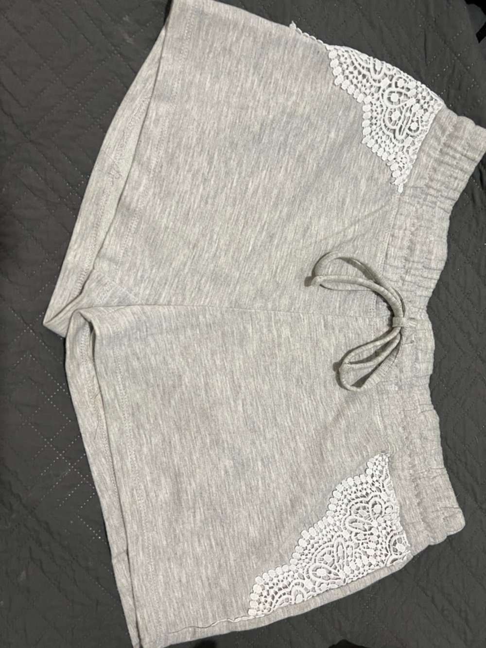 Bobbie Brooks Light Gray Lounge Shorts with White Lace